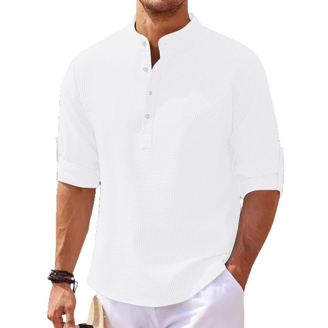 Herren Henley-Shirt Lässig Strukturiert Modern