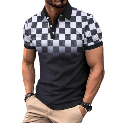 Herren Polo-Shirt Kurzarm Karomuster Hochwertig Modern