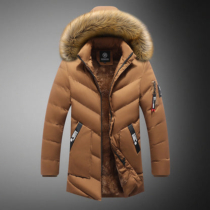 Herren Winterjacke Steppjacke Abnehmbarer Fellkragen Praktisch