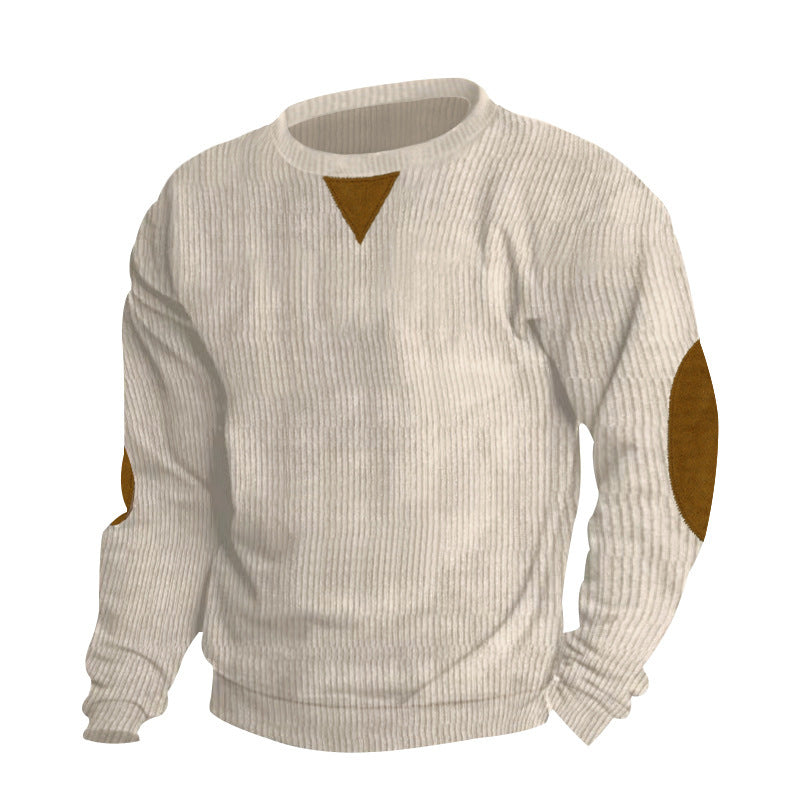 Herren Pullover Grobstrick Rundhals mit Ellbogenflicken