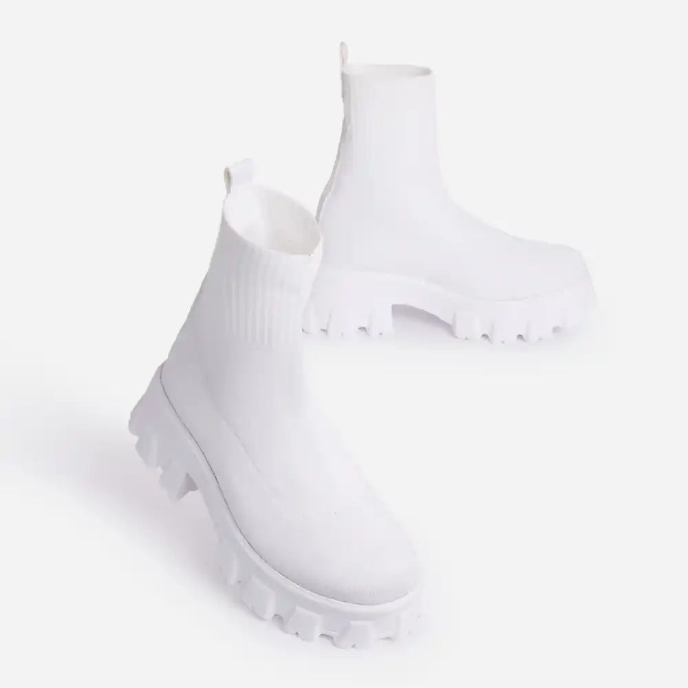 Damen Strumpfstiefel Elastisch Komfortabel Mit Weicher Sohle