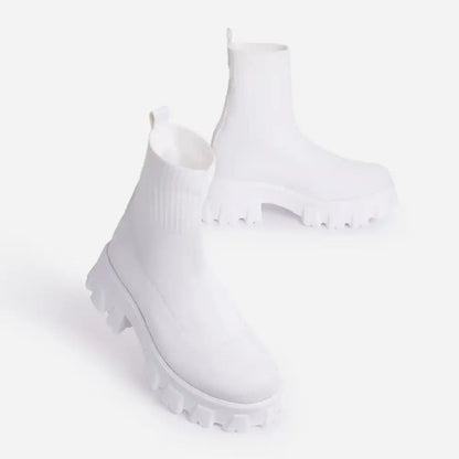 Damen Strumpfstiefel Elastisch Komfortabel Mit Weicher Sohle