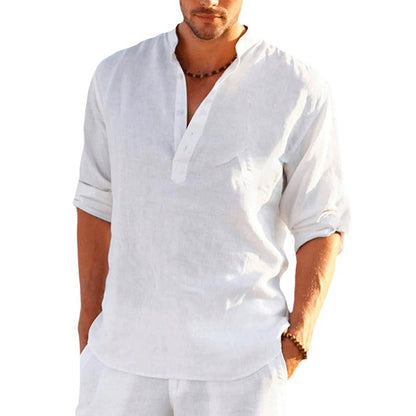 Herren Leinenhemd mit Stickerei Elegant Sommer