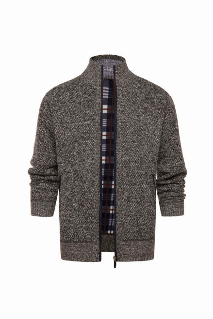 Herren Strickjacke Sportlich Karomuster Reißverschluss