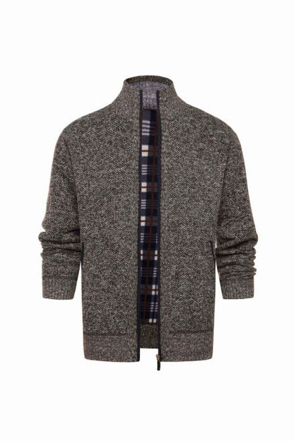 Herren Strickjacke Sportlich Karomuster Reißverschluss