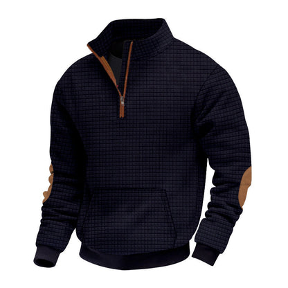 Herren Fleece-Pullover Sportlich mit Reißverschluss und Patches