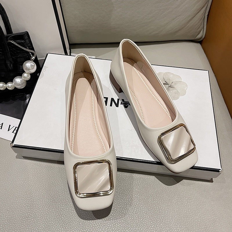 Damen Ballerinas Elegante Schuhe mit Quadrat Detail Modern