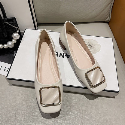 Damen Ballerinas Elegante Schuhe mit Quadrat Detail Modern