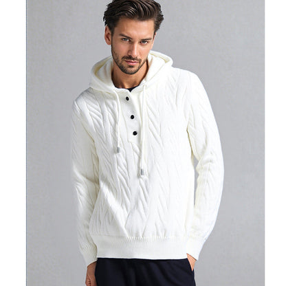 Herren Pullover Kapuze Zopfmuster Modern Grobstrick