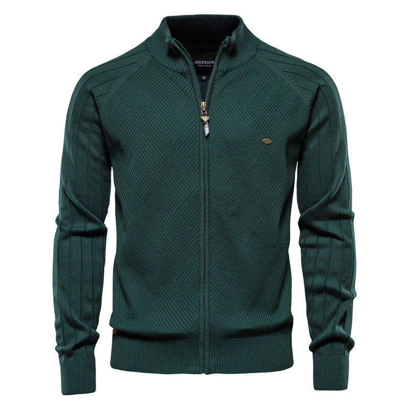 Herren Strickjacke Stehkragen Modern Schmal