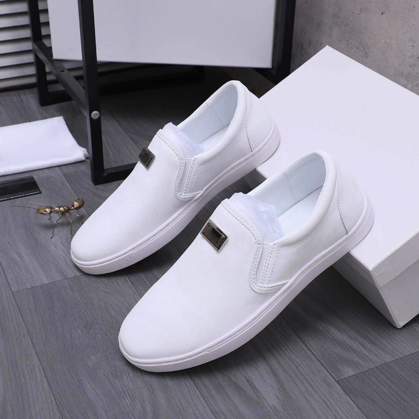 Damen Sneaker Bequem Leder Slip-On Schuhe Moderne