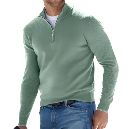 Herren Pullover Stehkragen Reißverschluss Modern Schwarz
