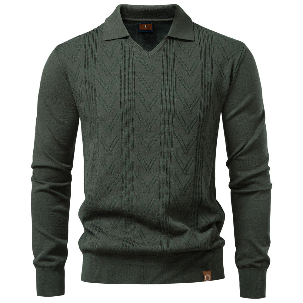 Herren Pullover V-Ausschnitt Struktur Optik Modern