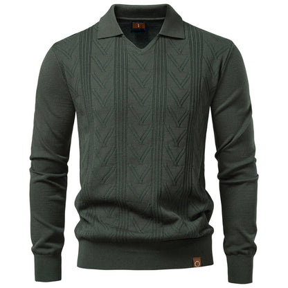 Herren Pullover V-Ausschnitt Struktur Optik Modern