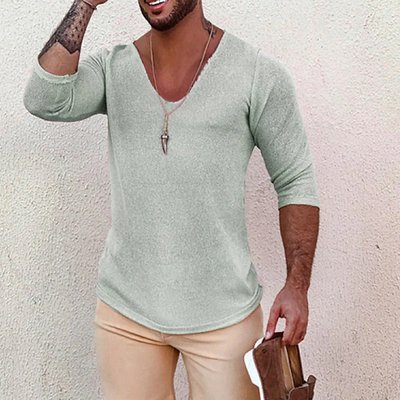 Herren V-Ausschnitt Shirt Modern Strukturdesign Trendy