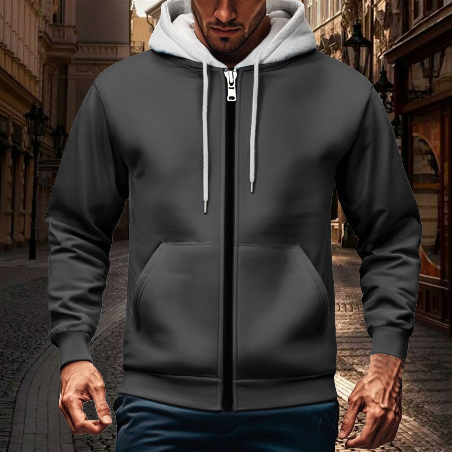 Herren Kapuzenjacke Doppellagig Warm Wasserabweisend