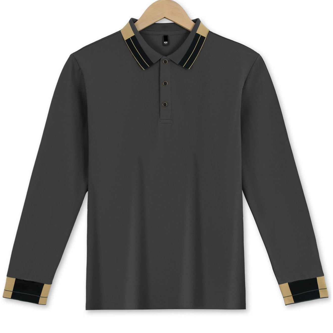 Herren Polohemd Langarm Modern mit Kontrastkragen