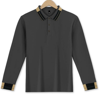 Herren Polohemd Langarm Modern mit Kontrastkragen