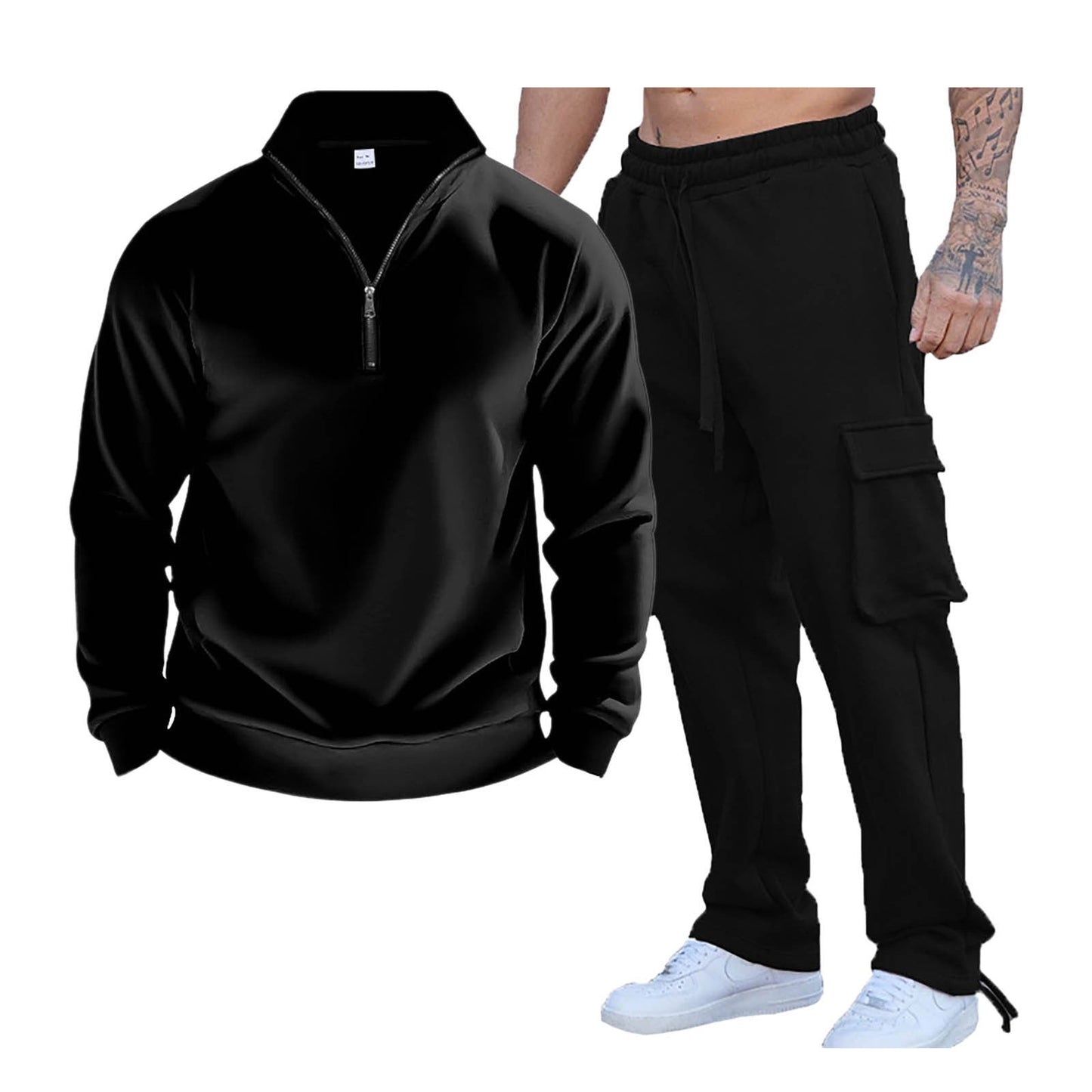 Herren Freizeitanzug Mit Taschen Stehkragen Modern