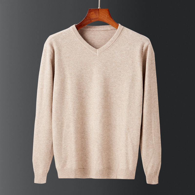 Herren Pullover V-Ausschnitt Feinwolle Elegante Ausführung