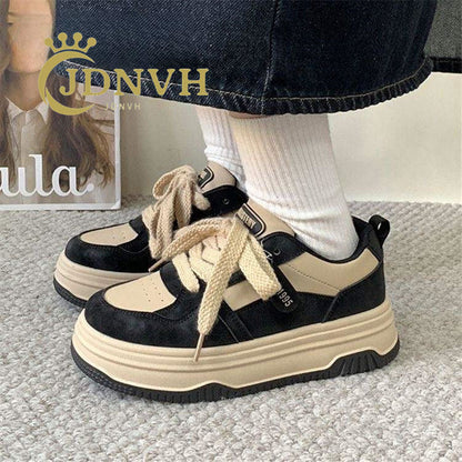 Damen Sneaker Plateau Schuhe Modisch Einzigartig Schnüren