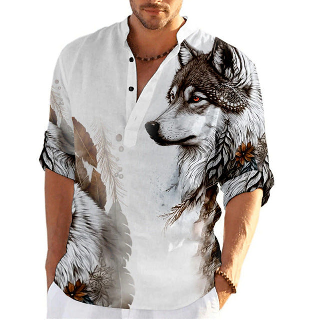 Männer Hemd Kurzarm Wolf Motiv Berlin Style - BerlinGlamour