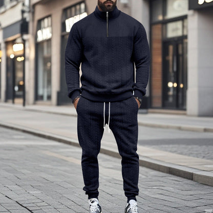 Herren Sportlicher Strickanzug mit Stehkragen und Reißverschluss BerlinGlamour.