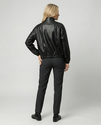 Vegan Lederblouson Damen Slim Fit Glänzend