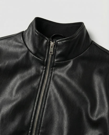 Vegan Lederblouson Damen Slim Fit Glänzend