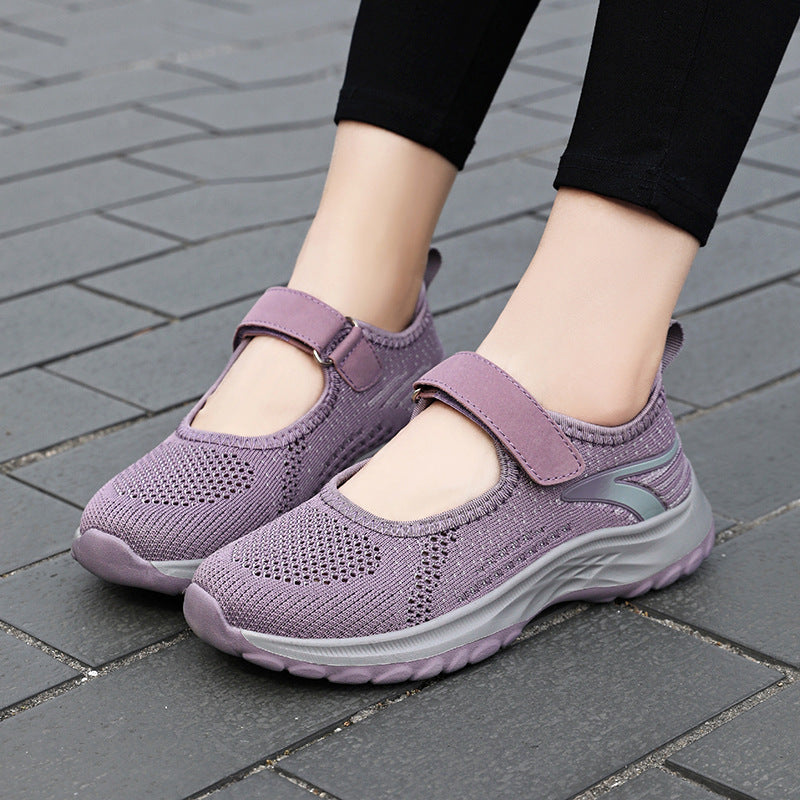 Damen Sneaker Komfortable Slip-On Schuhe Bequem Klettverschluss