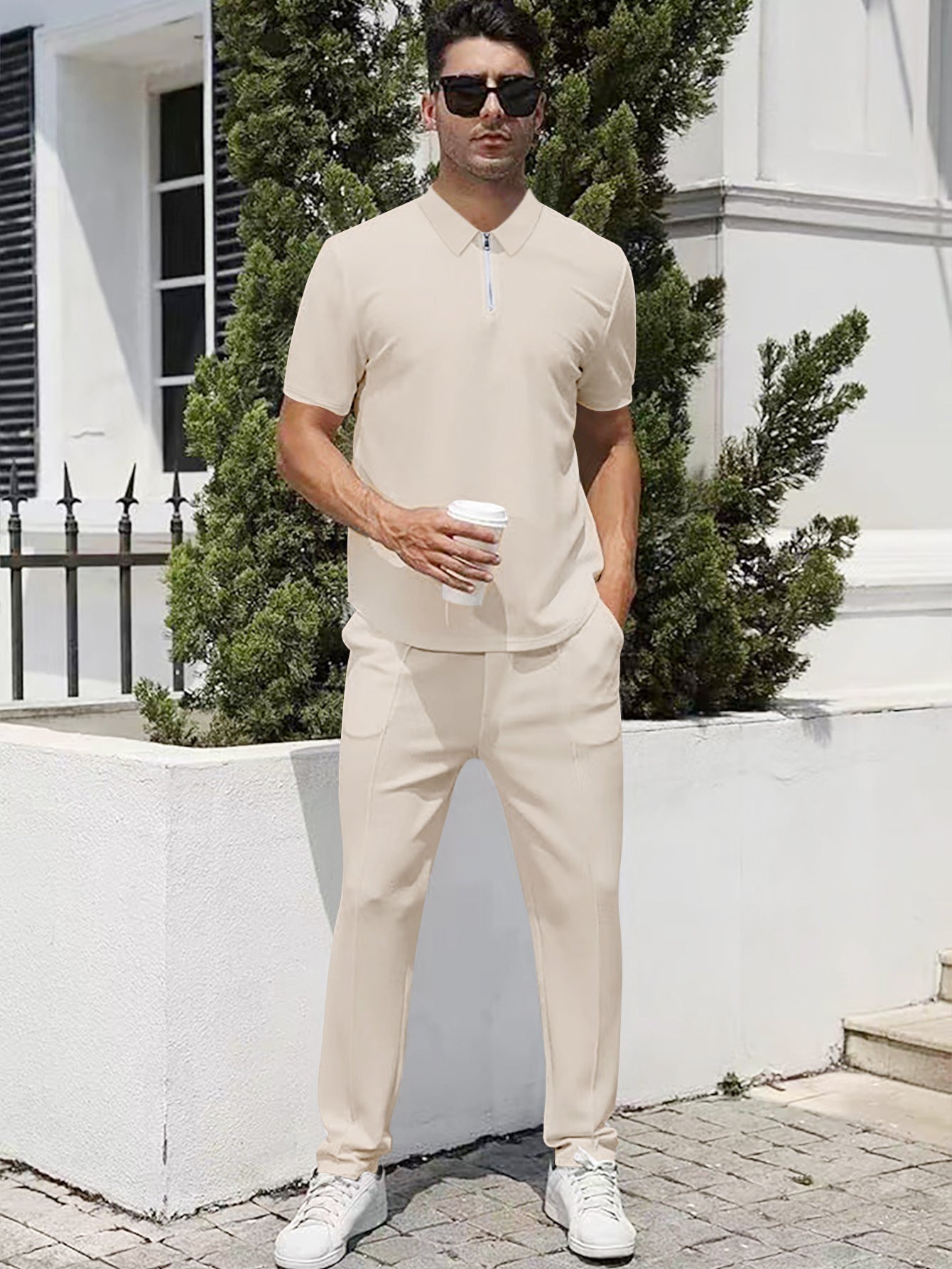 Herren Sportanzug Jogging Set Polo Style Modern