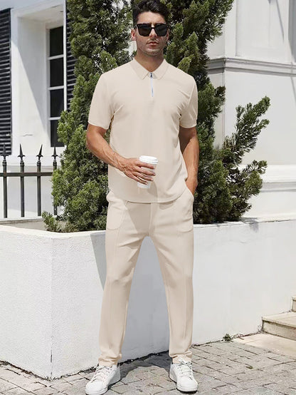 Herren Sportanzug Jogging Set Polo Style Modern