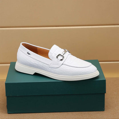 Damen Slipper Mokassin Leder Optik Krokodil Schwarz Elegант