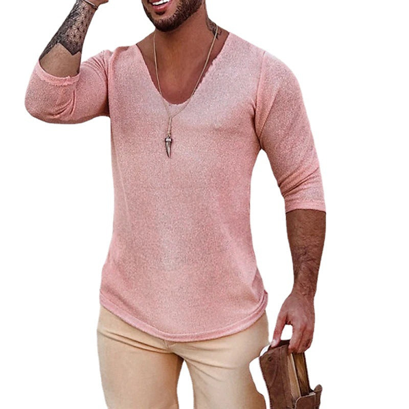 Herren T-Shirt V-Ausschnitt Modern Strukturdesign