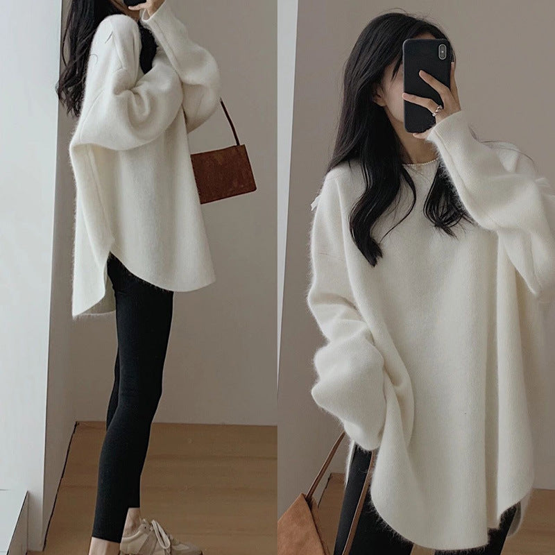Damen Pullover Oversized Weich Großzügig Modern