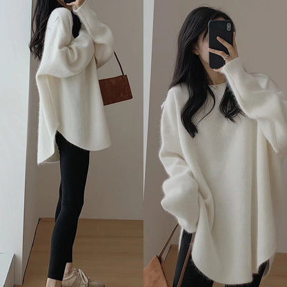 Damen Pullover Oversized Weich Großzügig Modern