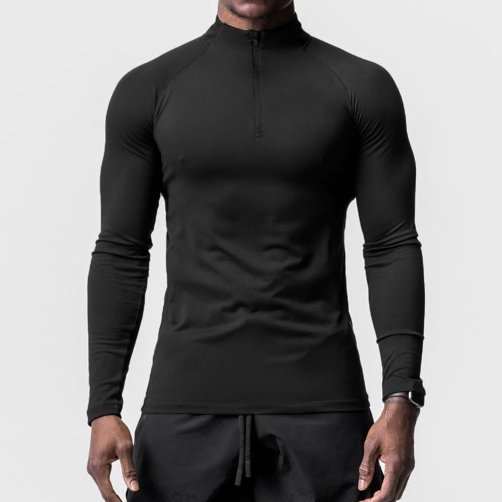 Herren Longsleeve Funktionsshirt Stehkragen Reißverschluss Sportlich