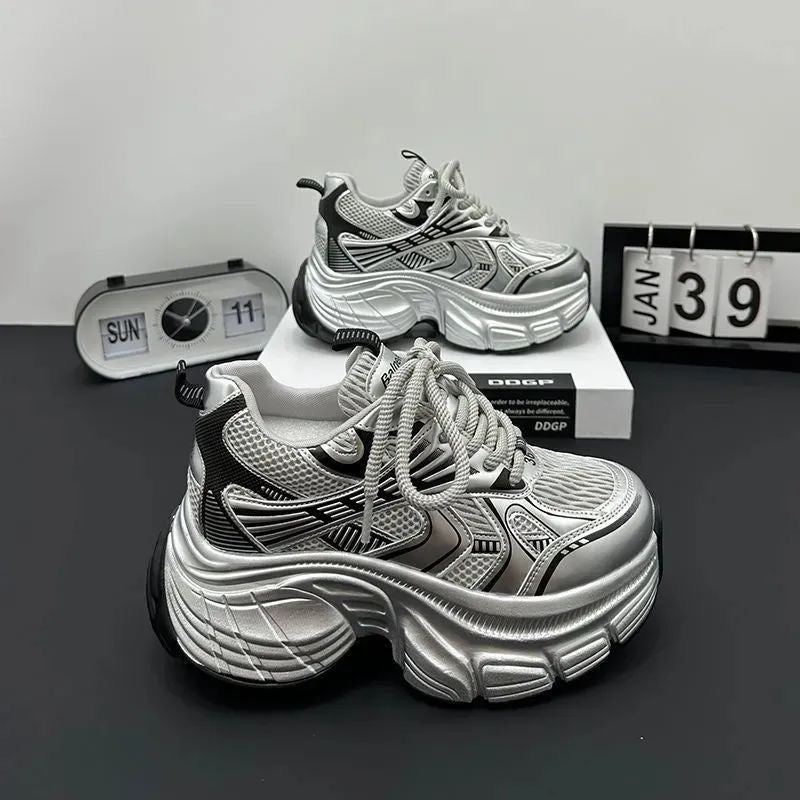 Damen Sneaker Chunky atmungsaktiv Netzstoff