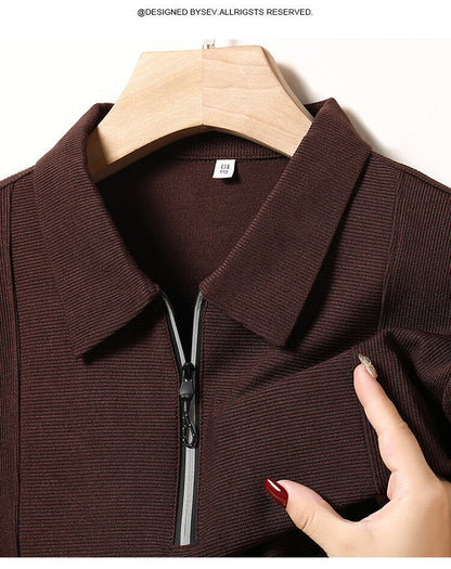 Herren Pullover Langarm mit Reißverschluss und Struktur Optik