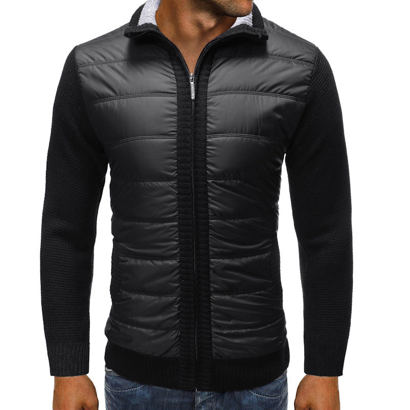 Herren Strickjacke Modern Gesteppt Schwarzwarm