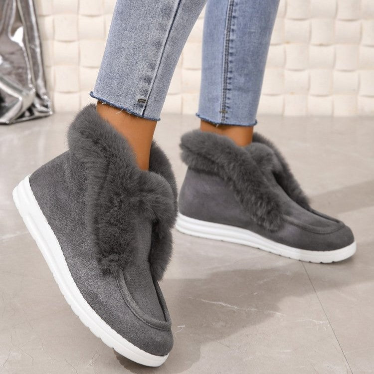 Damen Stiefeletten Weich Kunstfell Rutschfest Winter