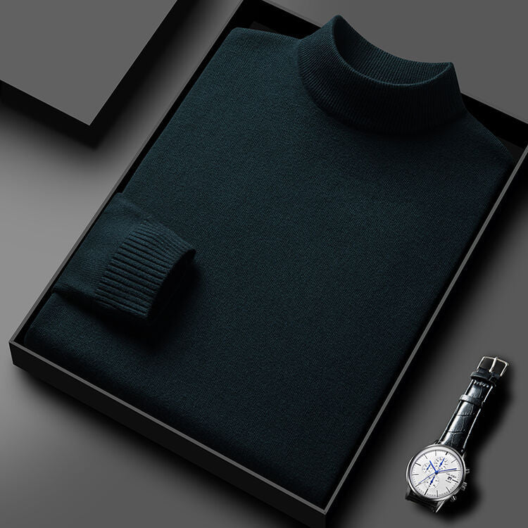Herren Pullover Eleganter Rollkragen Schwarzer Style