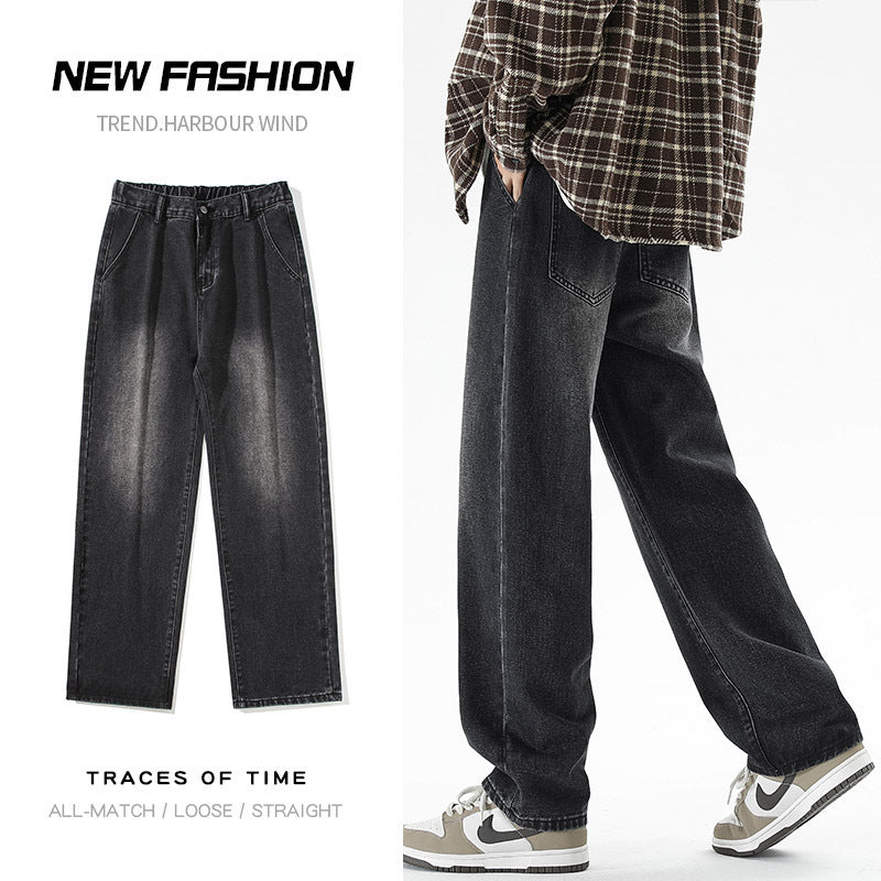 Herren Jeans Weite Bein mit hoher Taille und geradem Schnitt