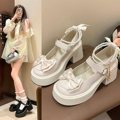 Damen Plateauschuhe Mit Perlenriemen Hochzeitsschuhe Elegant