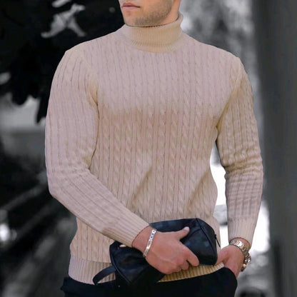 Herren Rollkragenpullover Zopfmuster Modern