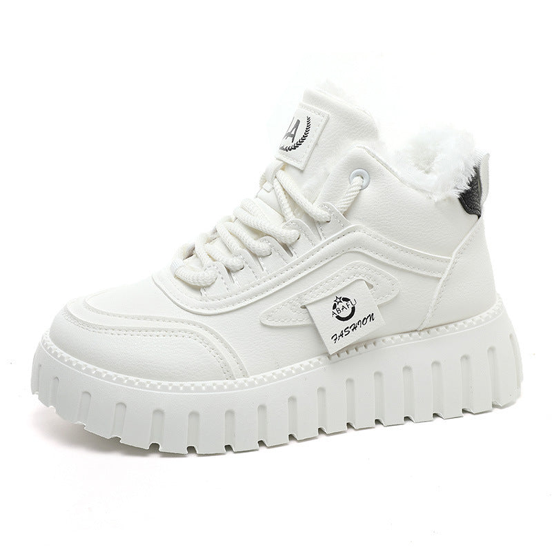 Damen Sneaker Sportlich High-Top Laufschuhe Warm Gefüttert
