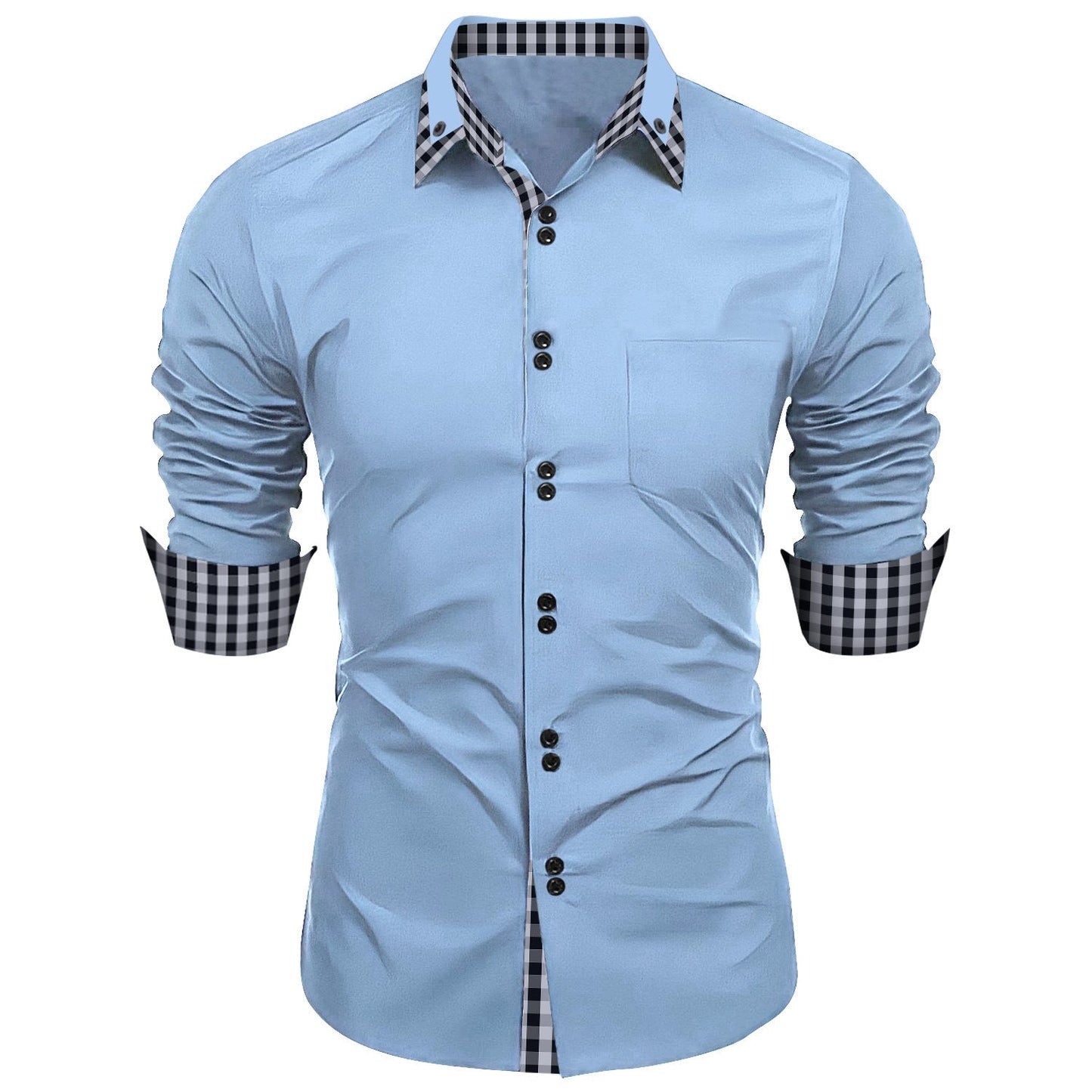 Elegantes Herrenhemd Langarm Kontrastkragen Modern