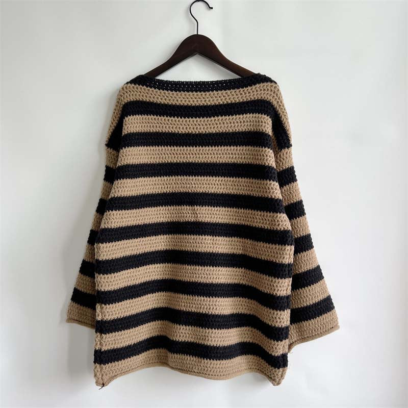 Gestreifter Strickpullover Weich Pastellfarben Damen