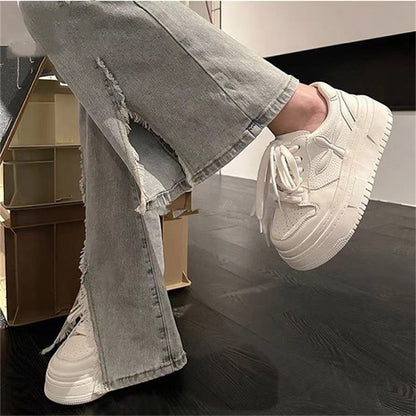 Damen Sneaker Plattform mit dicker Sohle atmungsaktiv Trend