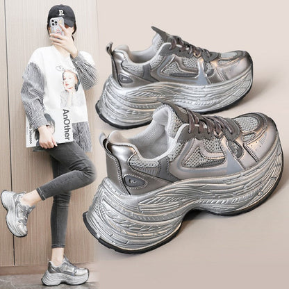 Damen Sneaker Chunky Bequem Komfortabel Schwarz Mode